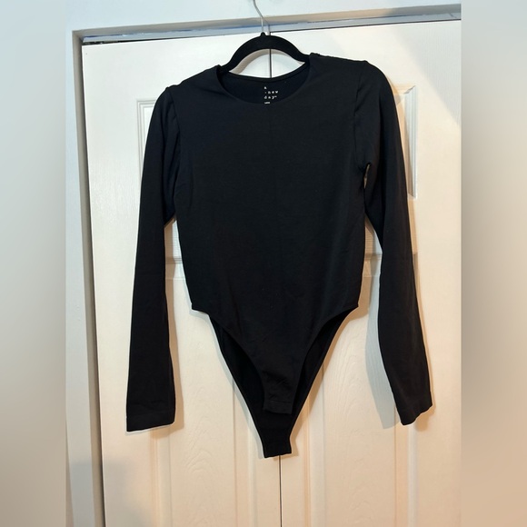 a new day Tops - A New Day Black Long Sleeve Bodysuit Size Large Stretch Snap Closure